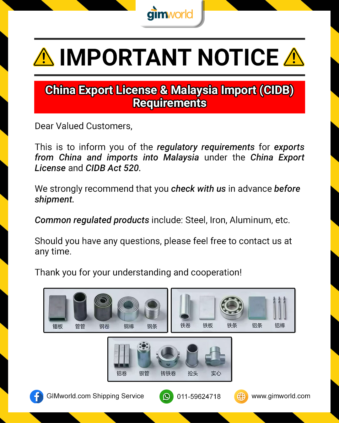 19/03/2026 Important Notice: China Export License & Malaysia Import ...